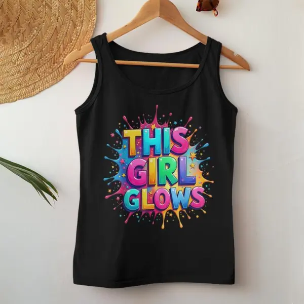This Girl Glows Colorful Rainbow Colors Women Tank Top