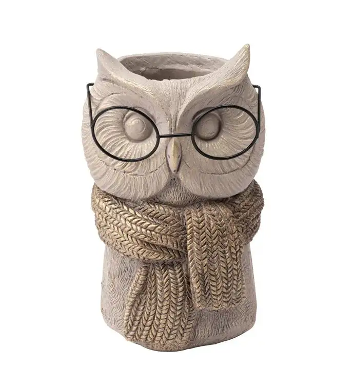 Sculpted Owl Sweater Planter