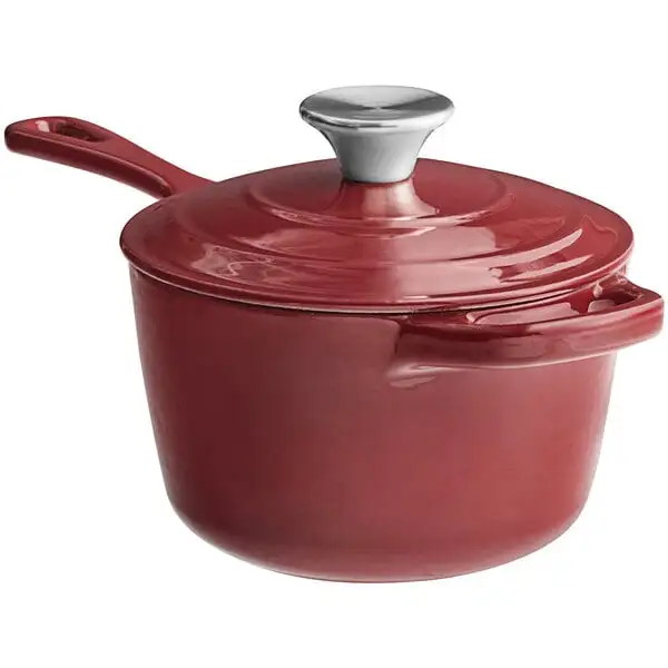 Space-Saving Enameled Cast Iron Sauce Pan with Cover