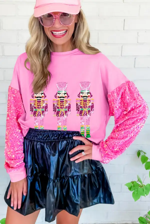 Graphic Sequin Sleeve Sweatshirt