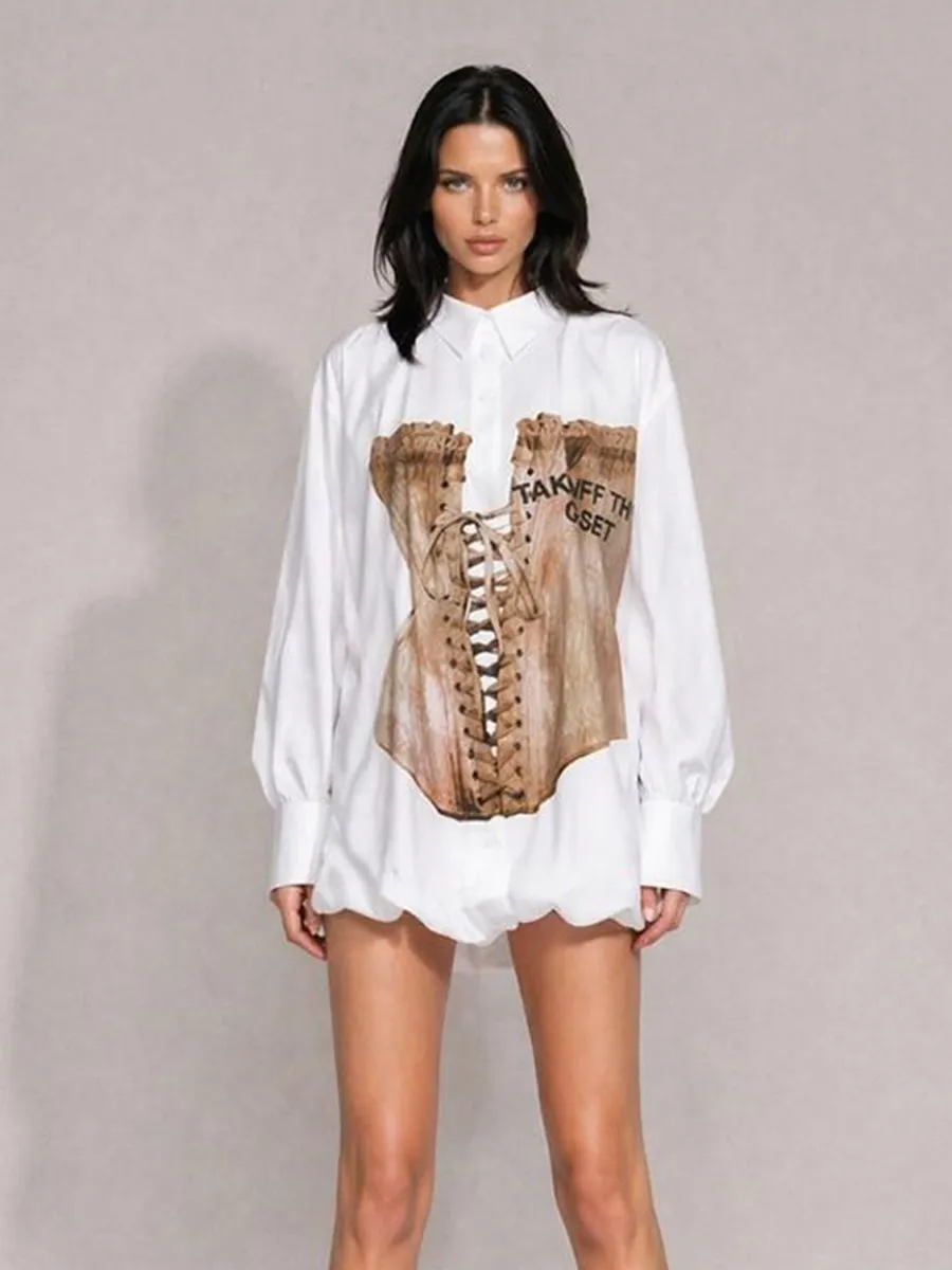 Alaina Niche-Style Printed Long-Sleeve Shirt