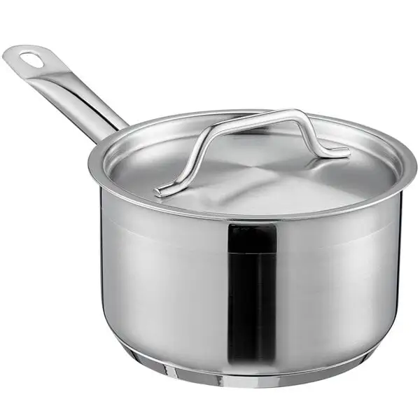 Compact Stainless Steel Sauce Pan with Aluminum Clad Bottom and Cover