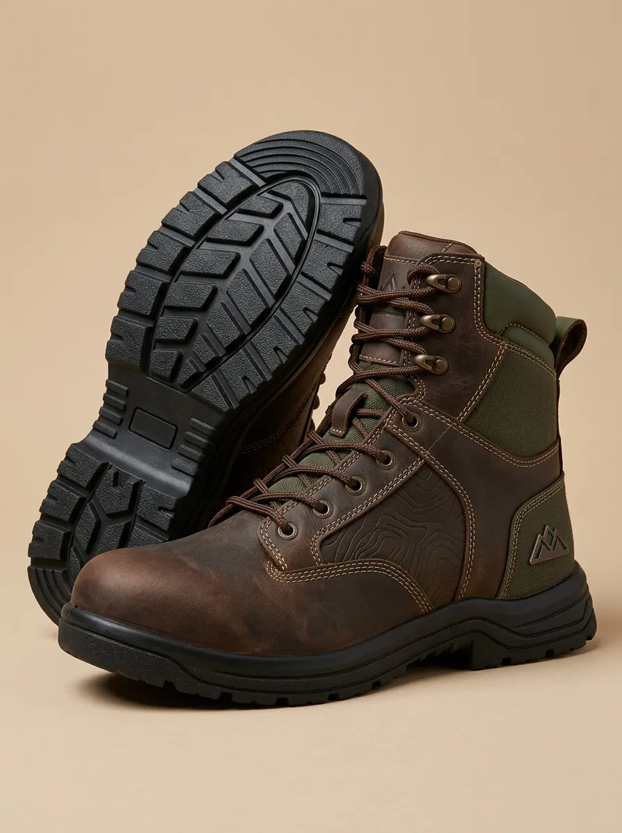 Unisex Distinctive Outdoor Hiking Topographic Pattern Print Work Boots
