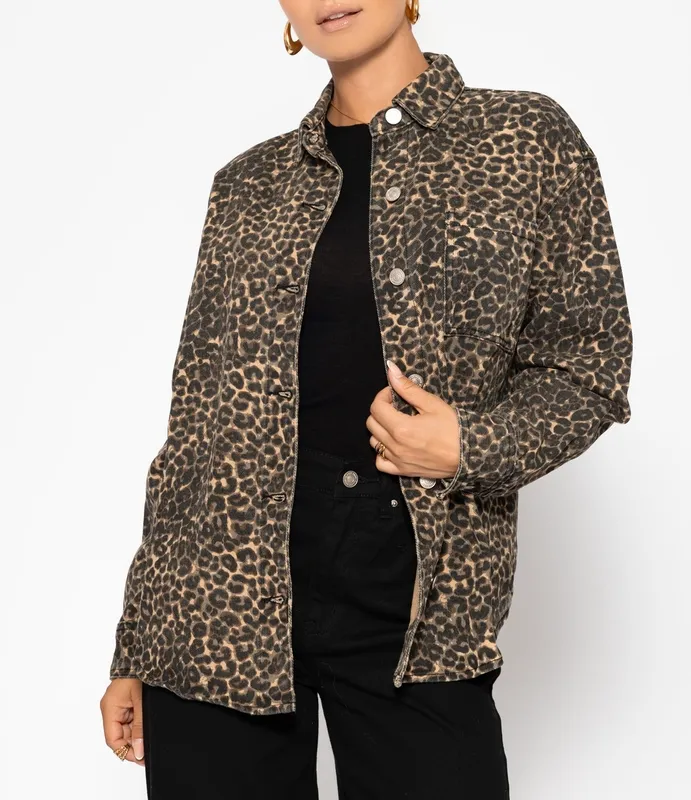 Beige Denim Animal Print Jacket