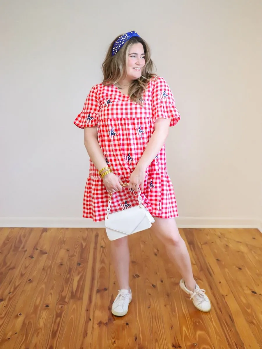 Tiered Gingham Mini Dress