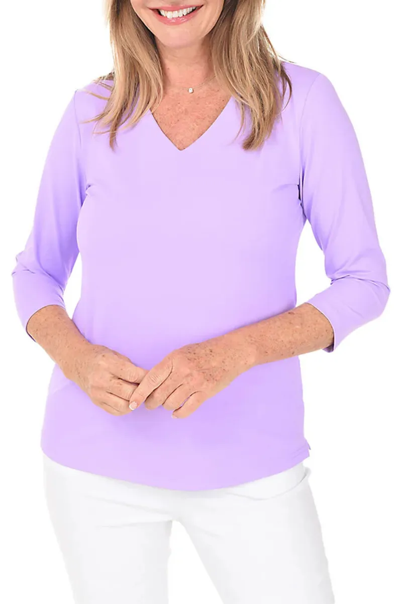 Nylon Silky V-Neck Solid Tee