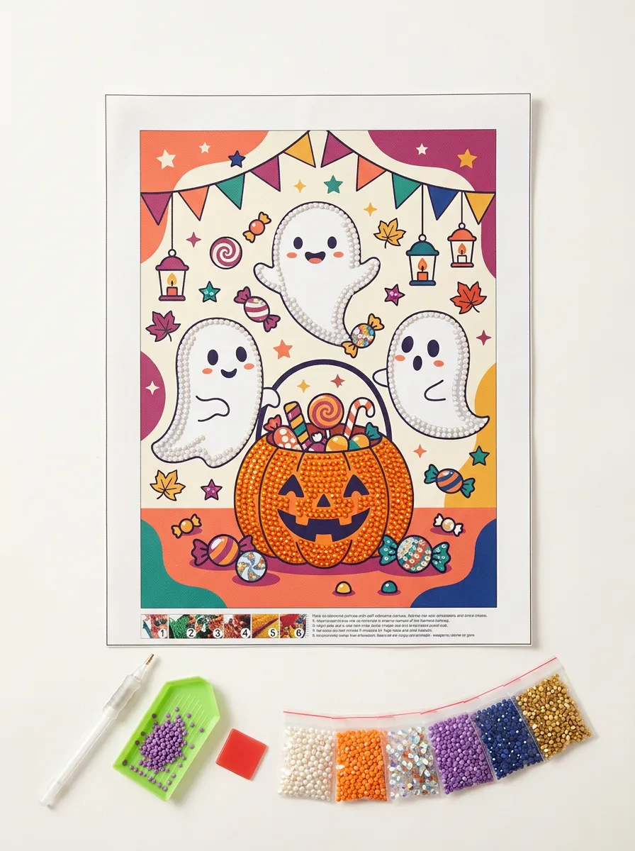 Halloween Cute Ghost Pumpkin Treat DIY Diamond Painting Kit