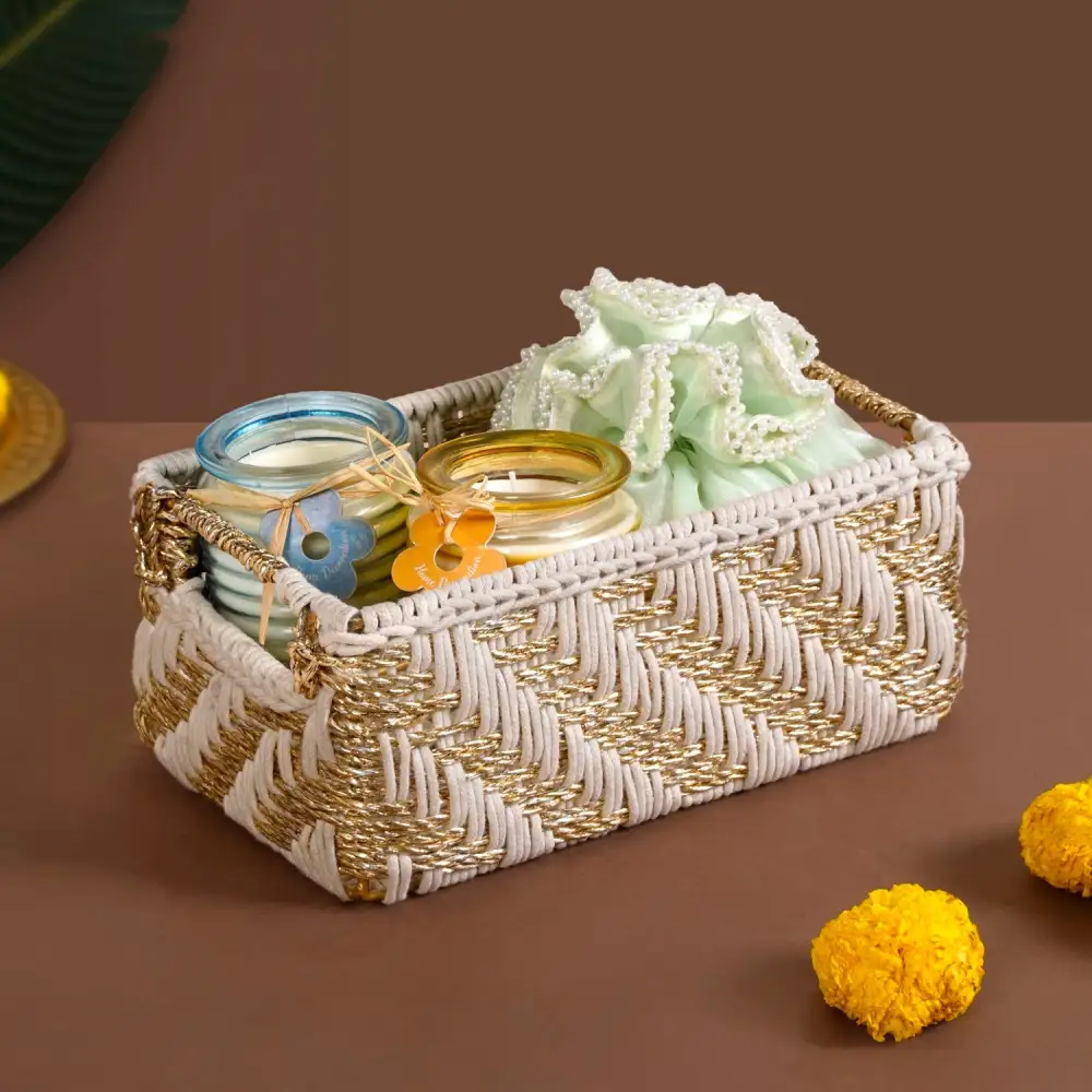 Compact Convenient Handled Storage Basket