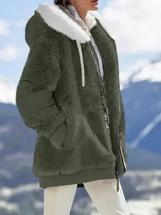 Oversized Hooded Plush Jacket
