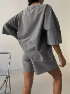 Relaxed Refined Drawstring Tee and Shorts Matching Set