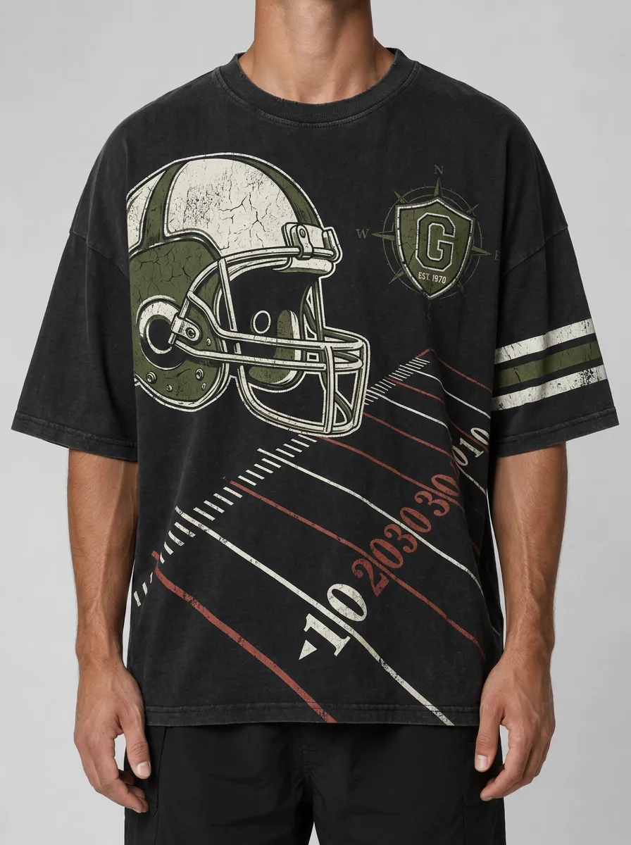 Men's Fan Helmet Field Football Helmet Graphic Graphic T-Shirts