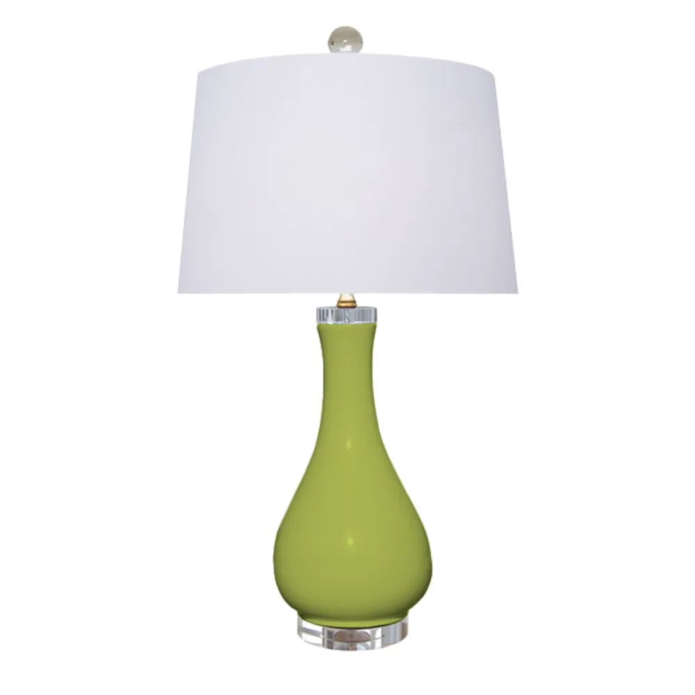 Teardrop Porcelain Drum-Shade Table Lamp