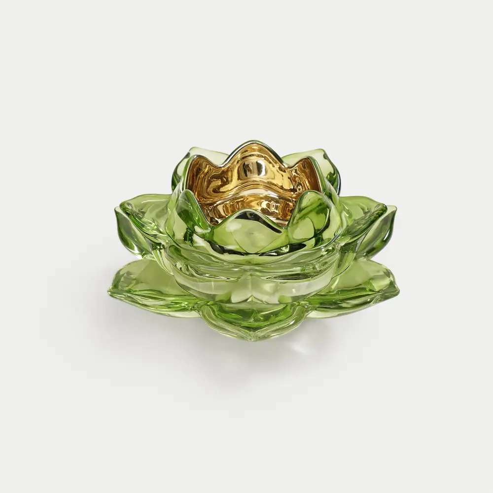 Green Lotus Glass Tealight Holder