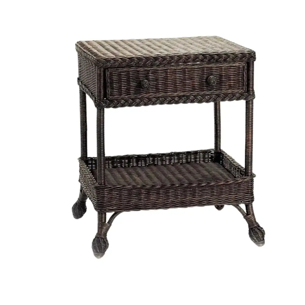 Rattan Wicker Drawer Storage Side Table