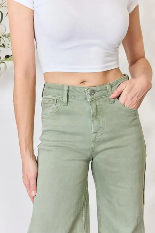Raw Hem Wide Leg Detail Denim Jeans