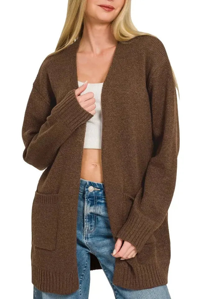 Relaxed Open Front Sweater Cardigan