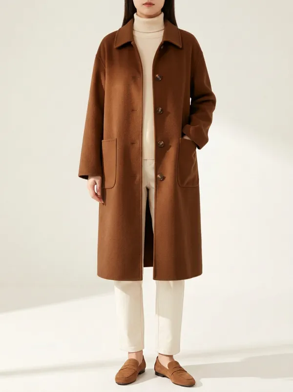 Simple Wool-Blend Outerwear Coat