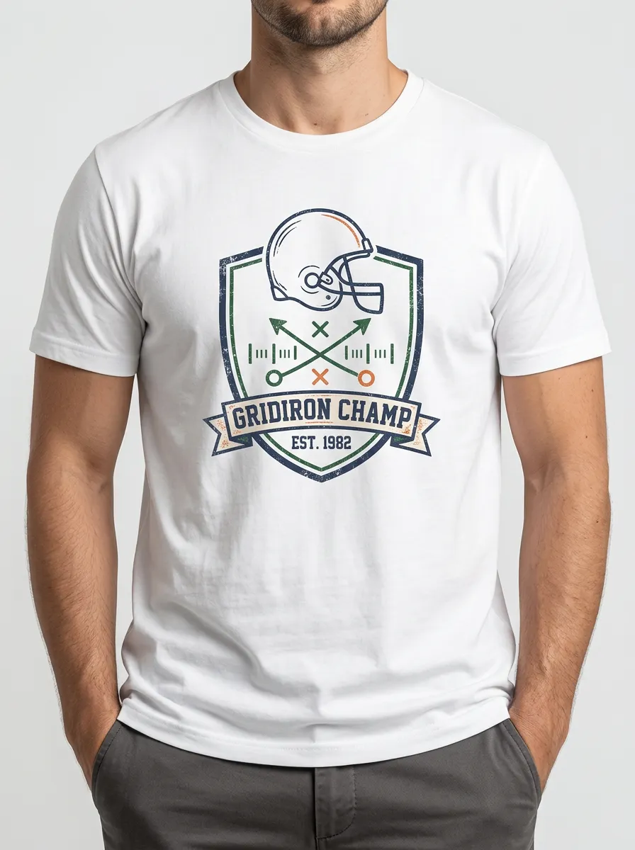 Men's American Football Gridiron Champ Helmet Graphic T-shirt