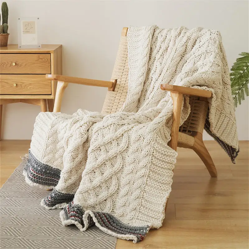 Acrylic Striped Throw Blanket