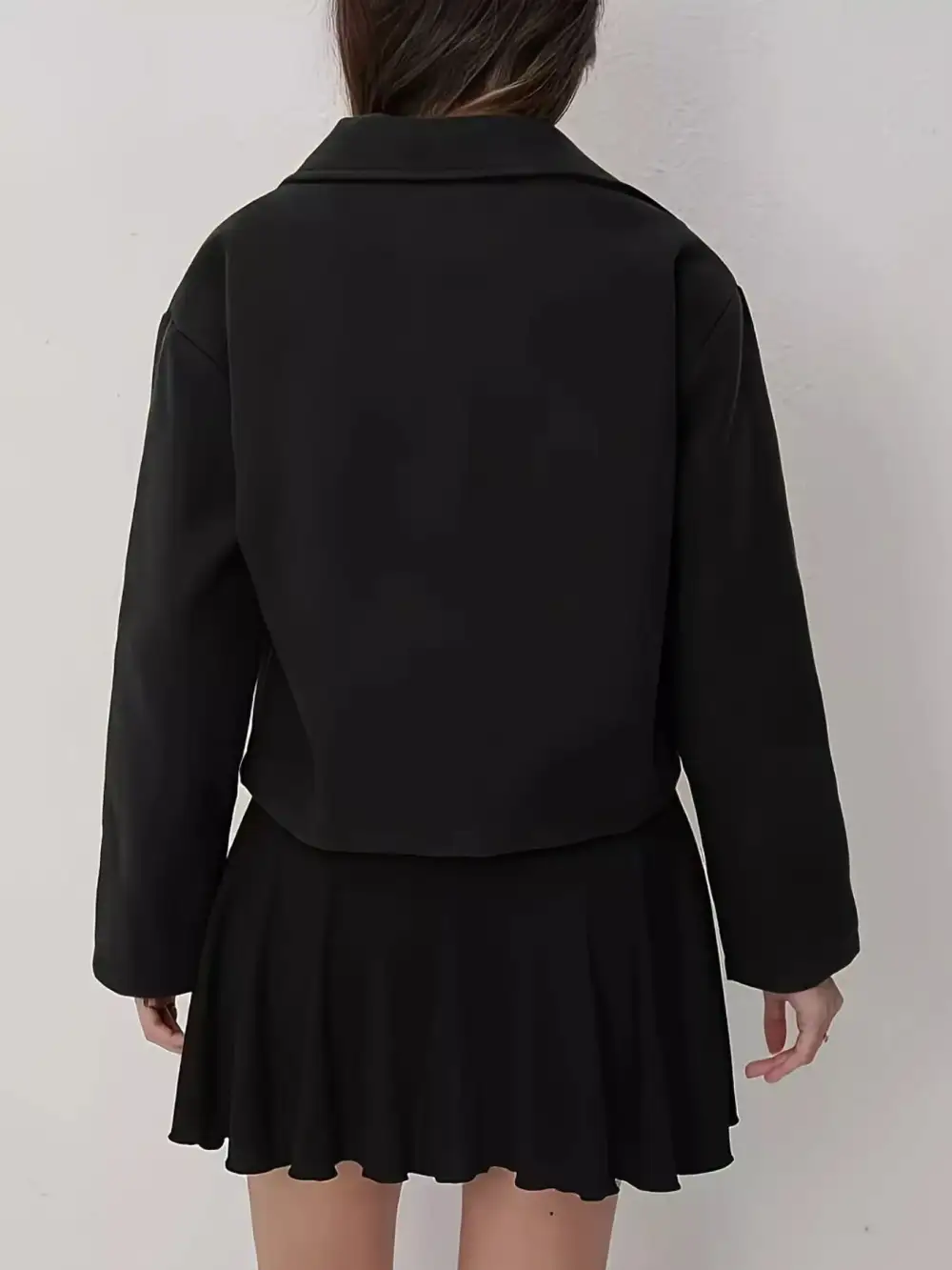Cropped Zip-Up Pocketed Jacket