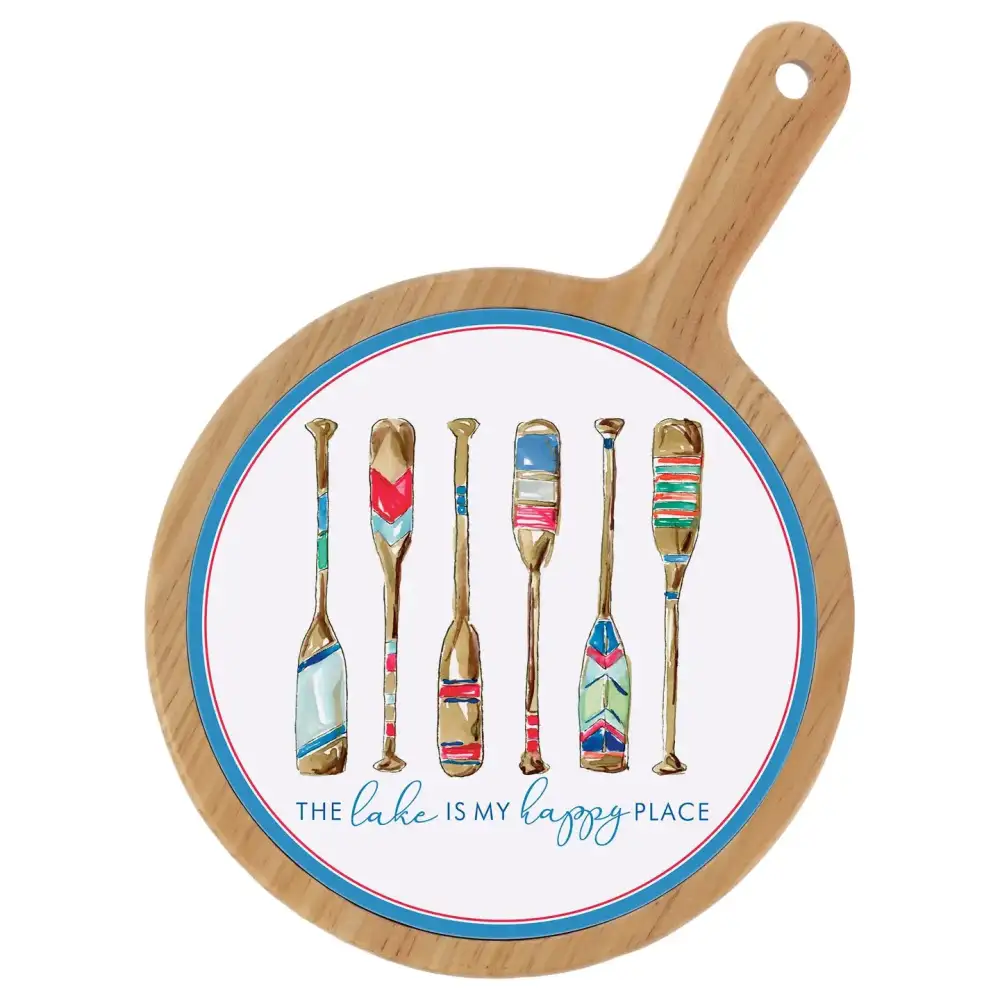 Happy Place Bamboo Ceramic Cheese Board