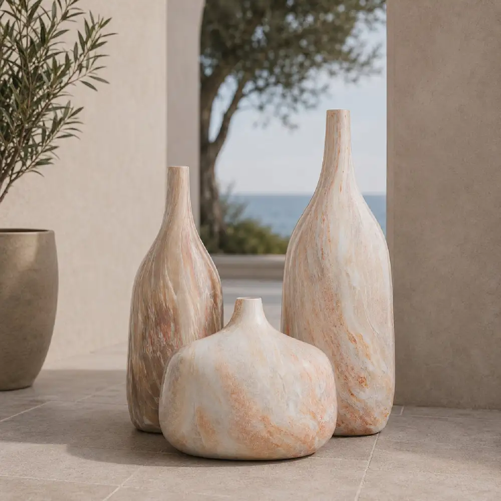 Marbled Ceramic Outdoor Vases
