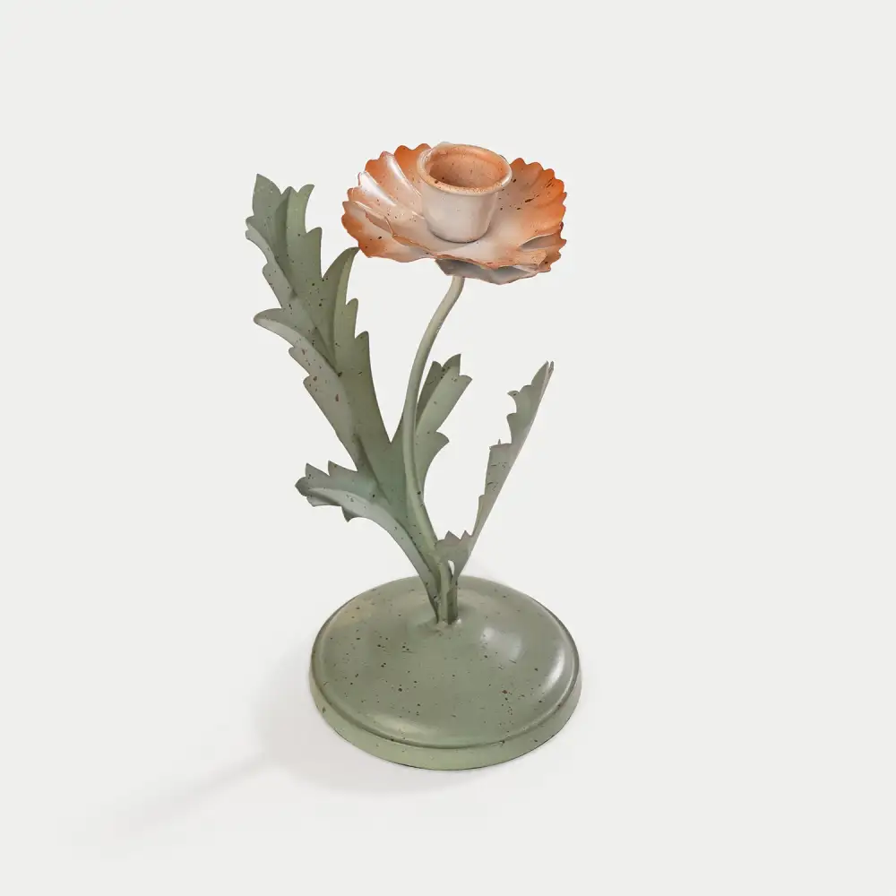 Green Leaf Metal Candle Holder Small