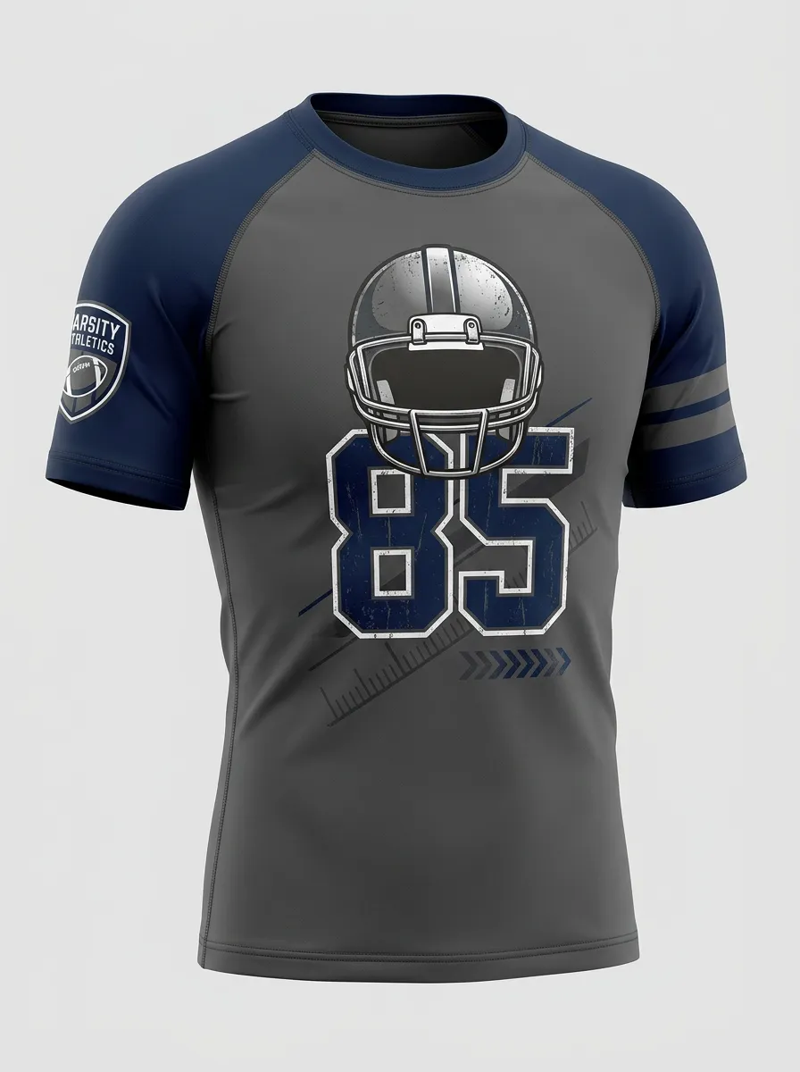 Men's American Football 85 Helmet Varsity Printed T-shirt