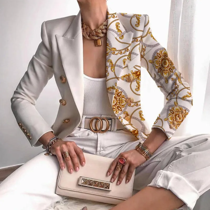 Contrast Panel Buttoned Work Blazer