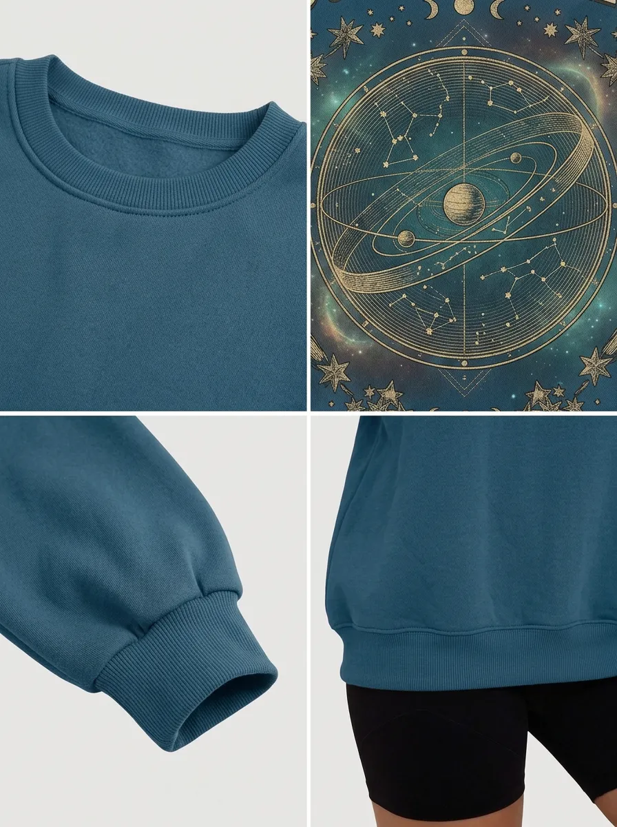Women's Astrology Lover Moonlight Society Celestial Printed T-shirt
