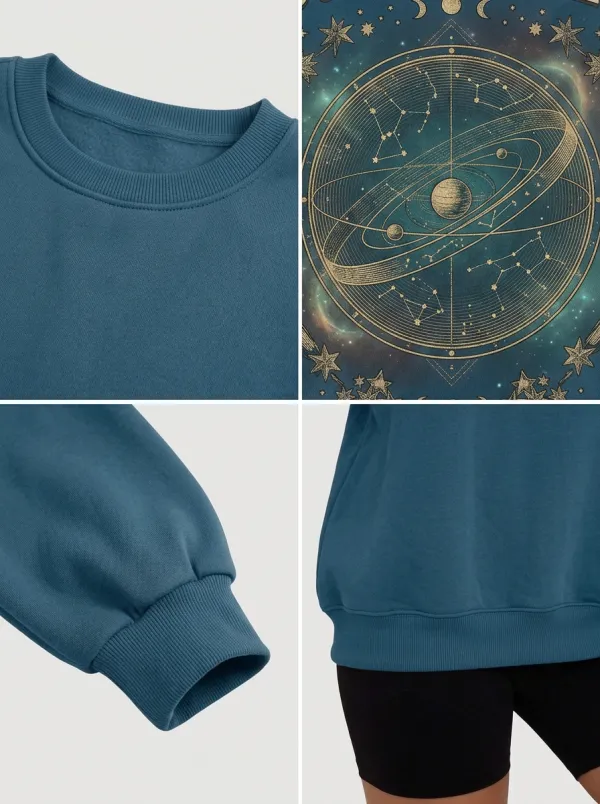 Women's Astrology Lover Moonlight Society Celestial Printed T-shirt