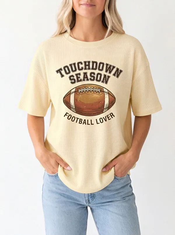 Women's Football Lover Touchdown Season Graphic Printed T-Shirt