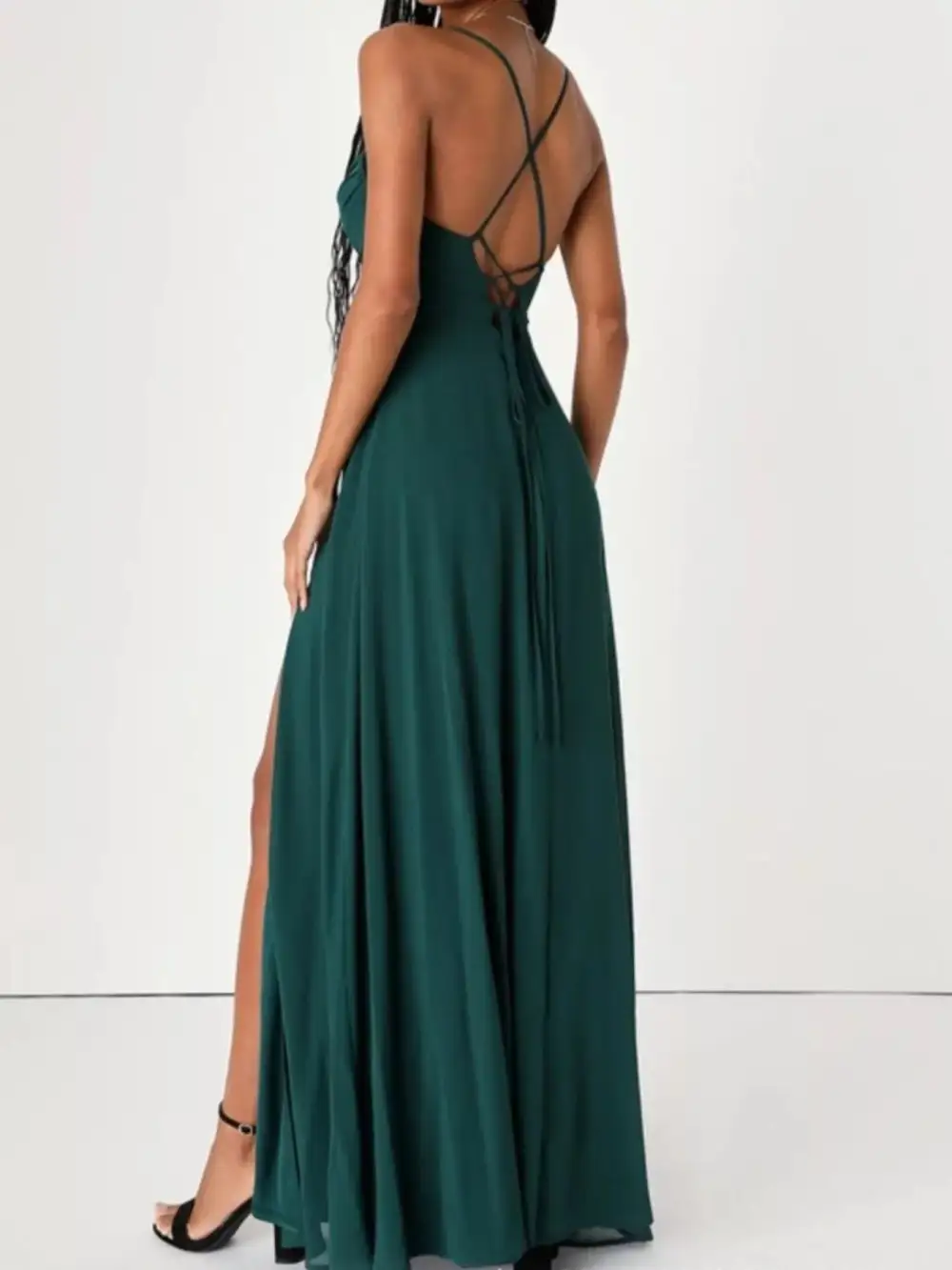 Crisscross Back Slit Maxi Dress