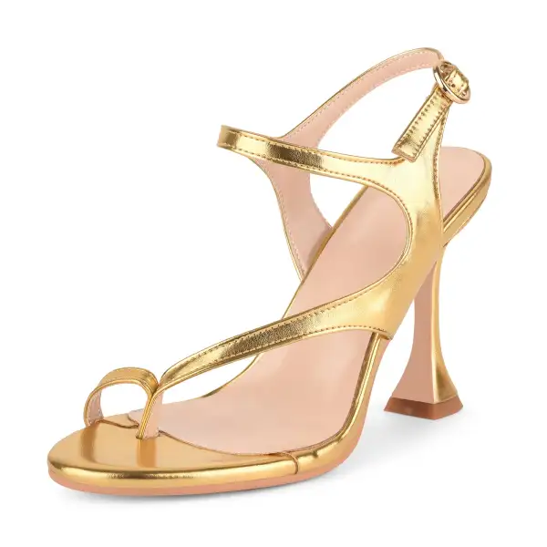 Buckle Strap Tapered Heel Flip Flop Sandals