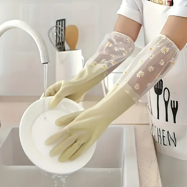 Daisy Print Dishwashing Gloves