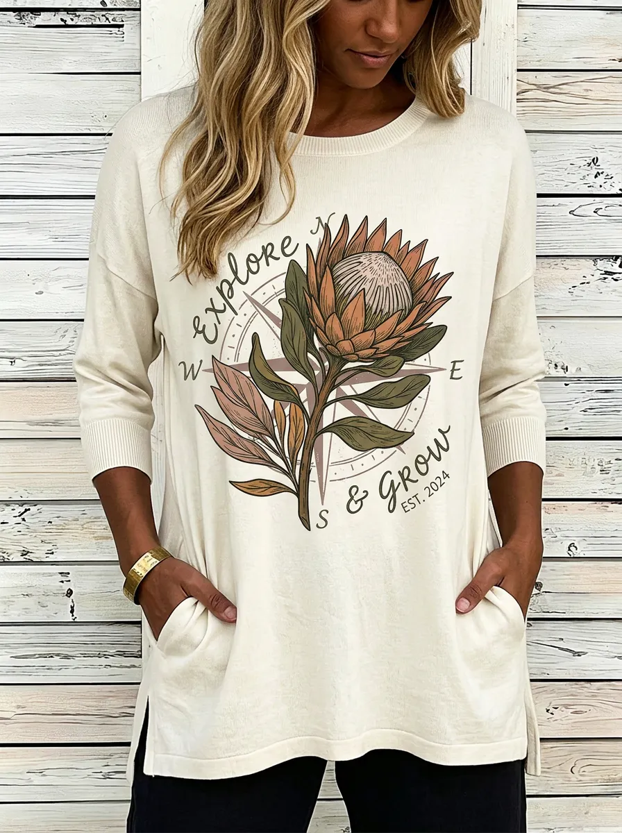 Nature Lover Protea Flower Compass Top