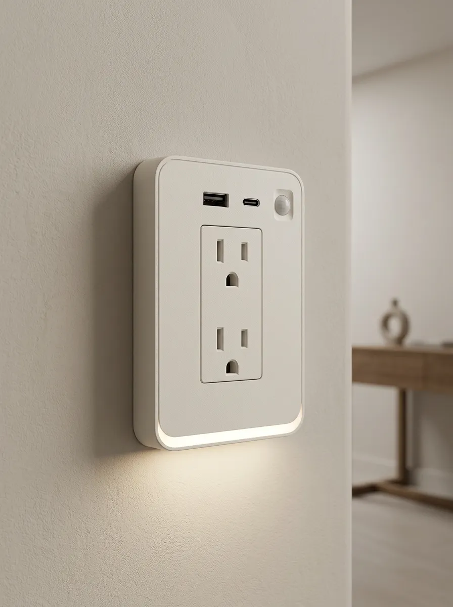 Minimalist Motion Sensor USB LED Outlet Cover