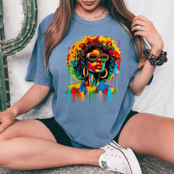Dripping Black Queen Afro African Melanin Junenth Women's Oversized Comfort T-Shirt