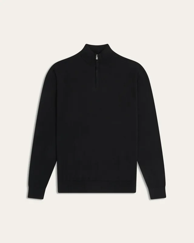 Soft Wool-Blend Half Zip Black
