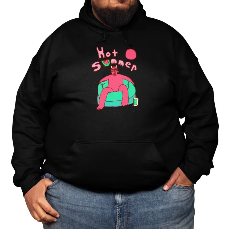 Men's Playful Cartoon Summer-Themed Print Hoodie