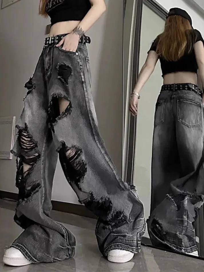 Washed Ripped Boyfriend Jeans