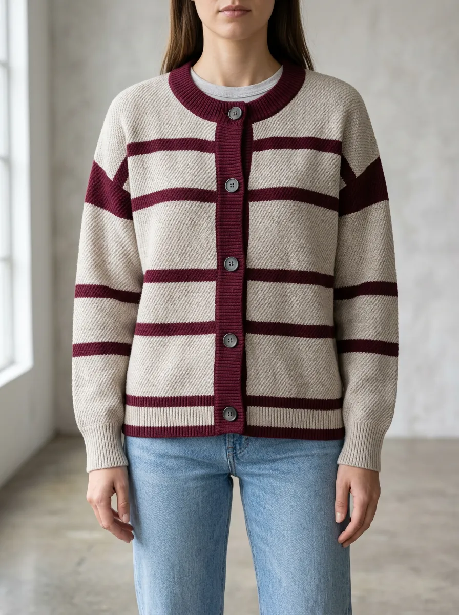 Printed Rugby Striped Printed Cardigan