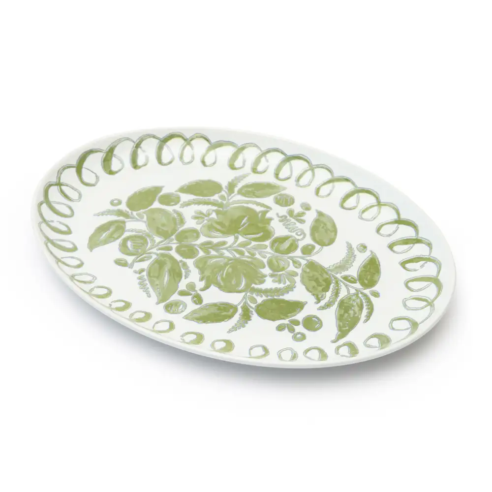 Relaxed Ceramic Oval Serving Tray For Casual Dining