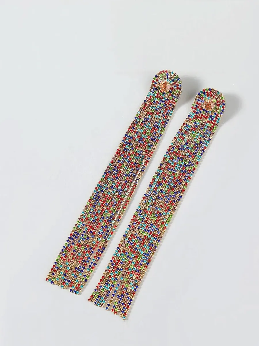 Mariela Long Tassel Diamante Earrings