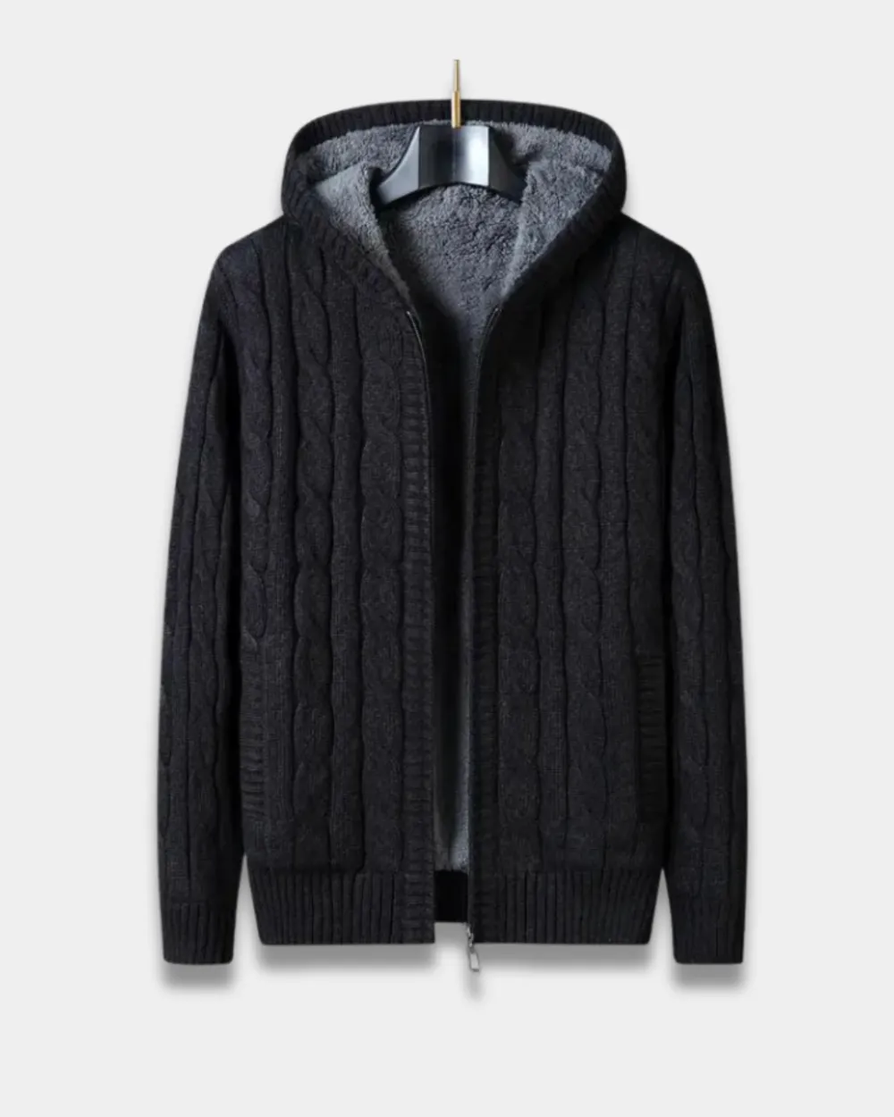 Fleece Lined Cable Knit Jacket