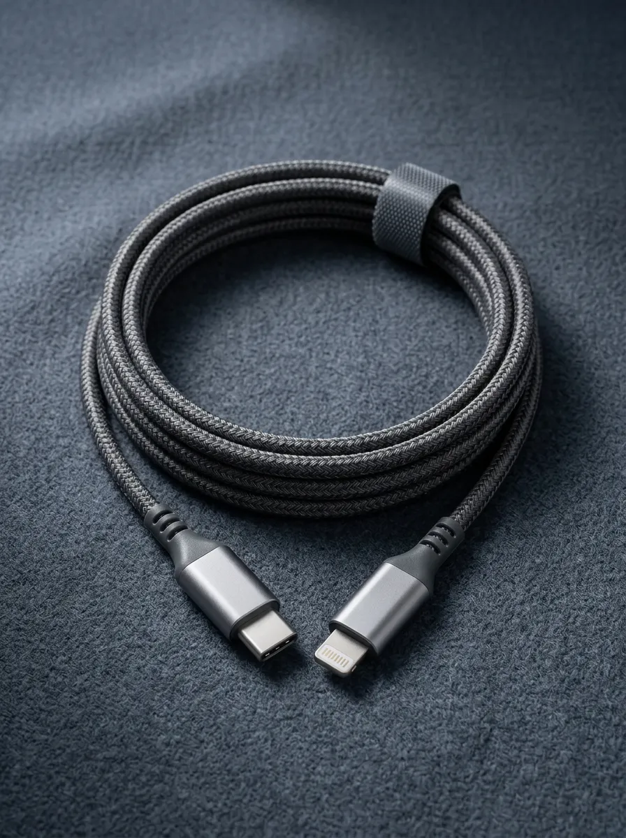Braided Grey USB-C to Lightning Charging Cable
