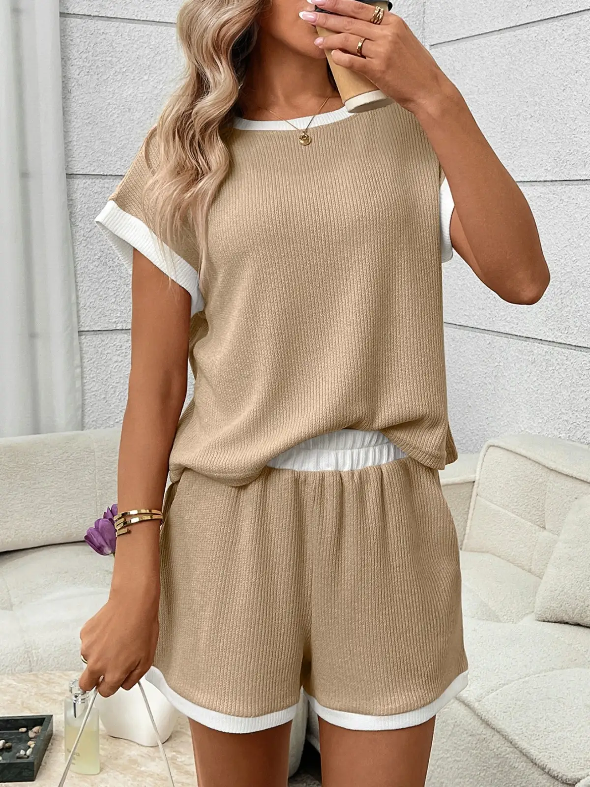 Relaxed Refined Pocketed Top and Shorts Matching Set