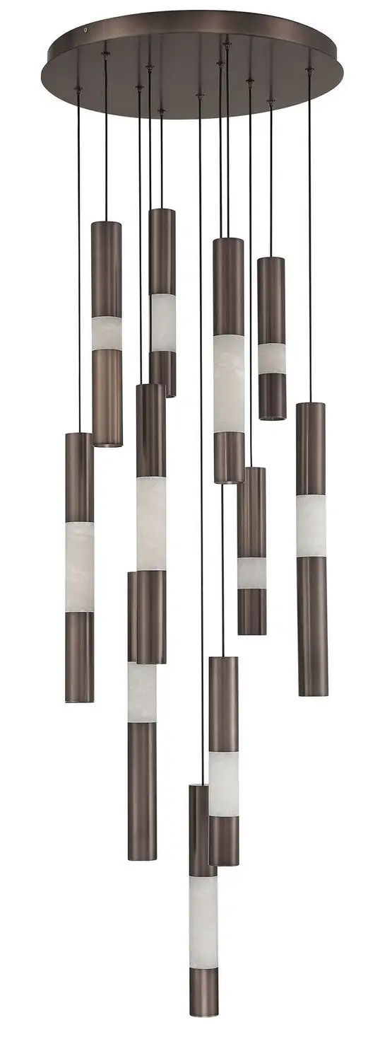 Sculptural Cascade Alabaster Glass Sculptural LED Chandelier