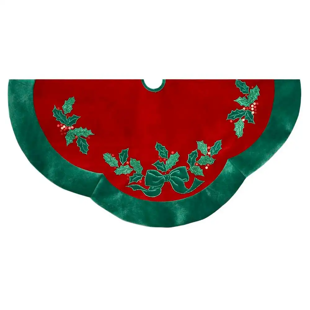 Leaf Applique Velvet Tree Skirt