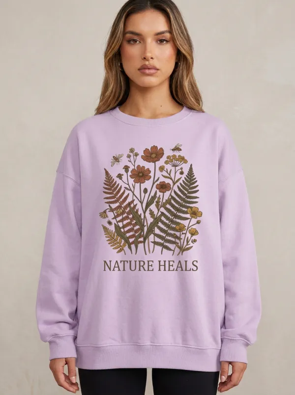 Nature Lover Botanical Fern Flower Sweatshirt